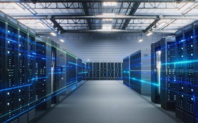 Futuristic,Data,Center,With,Server,Racks,In,Big,Warehouse.,Animated